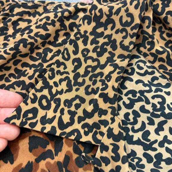 Vintage Leopard Silk Blouse Women 3X Tan Black  Animal Print Button Long Sleeve - Picture 12 of 15
